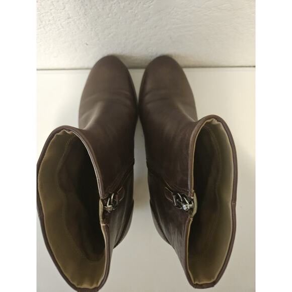 Ecco Brown Leather Side Zip Ankle Boots Booties Women 7-7.5 ( 38) - Picture 8 of 11
